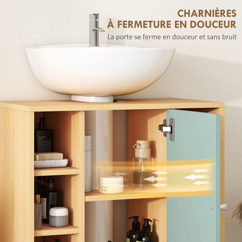 Mobile da bagno sottolavabo con 6 ripiani e anta ¨C zephmum ¨C 60x33x57 cm verde