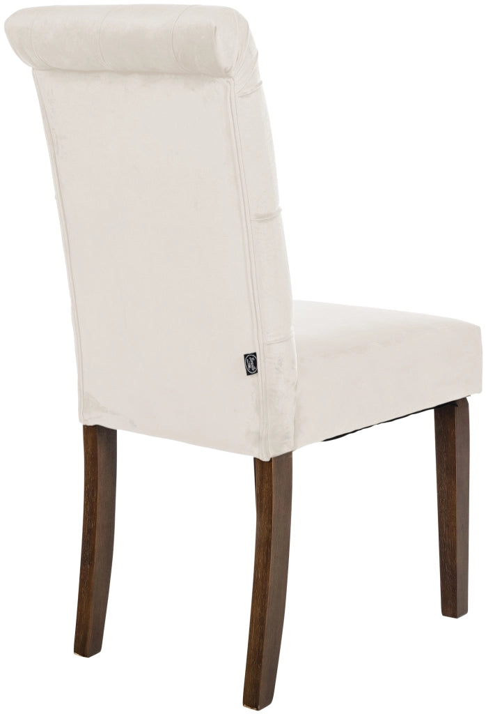 Sedia da cucina Lisburn design Chesterfield crema,Velluto