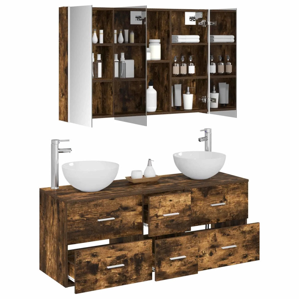 Set di mobili per il bagno 4 pcs Rovere Fumo 3406747