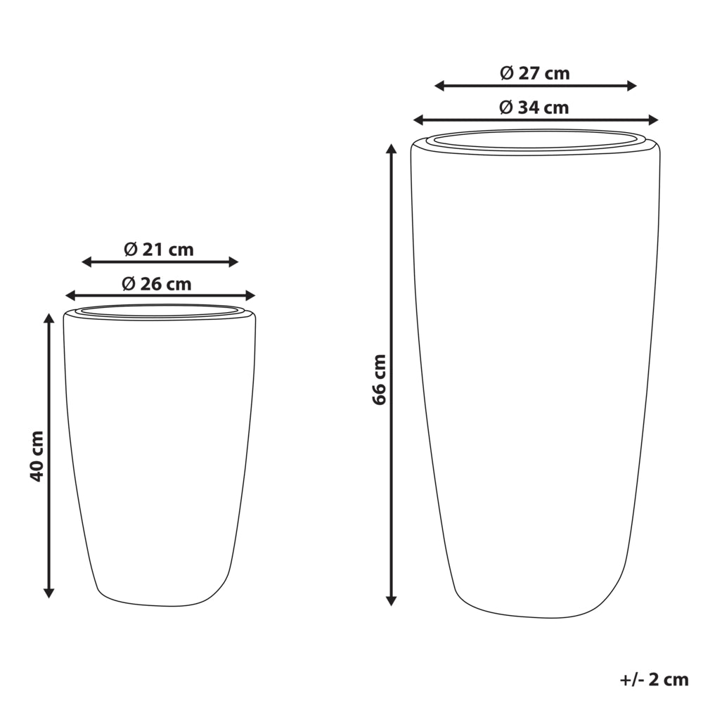 Set di 2 vasi in finto rattan con inserto nero per interni ed esterni