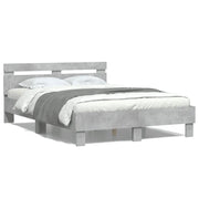 Letto matrimoniale | Letto per adulti | Giroletto Testiera Grigio Cemento 120x190 cm Legno Multistrato