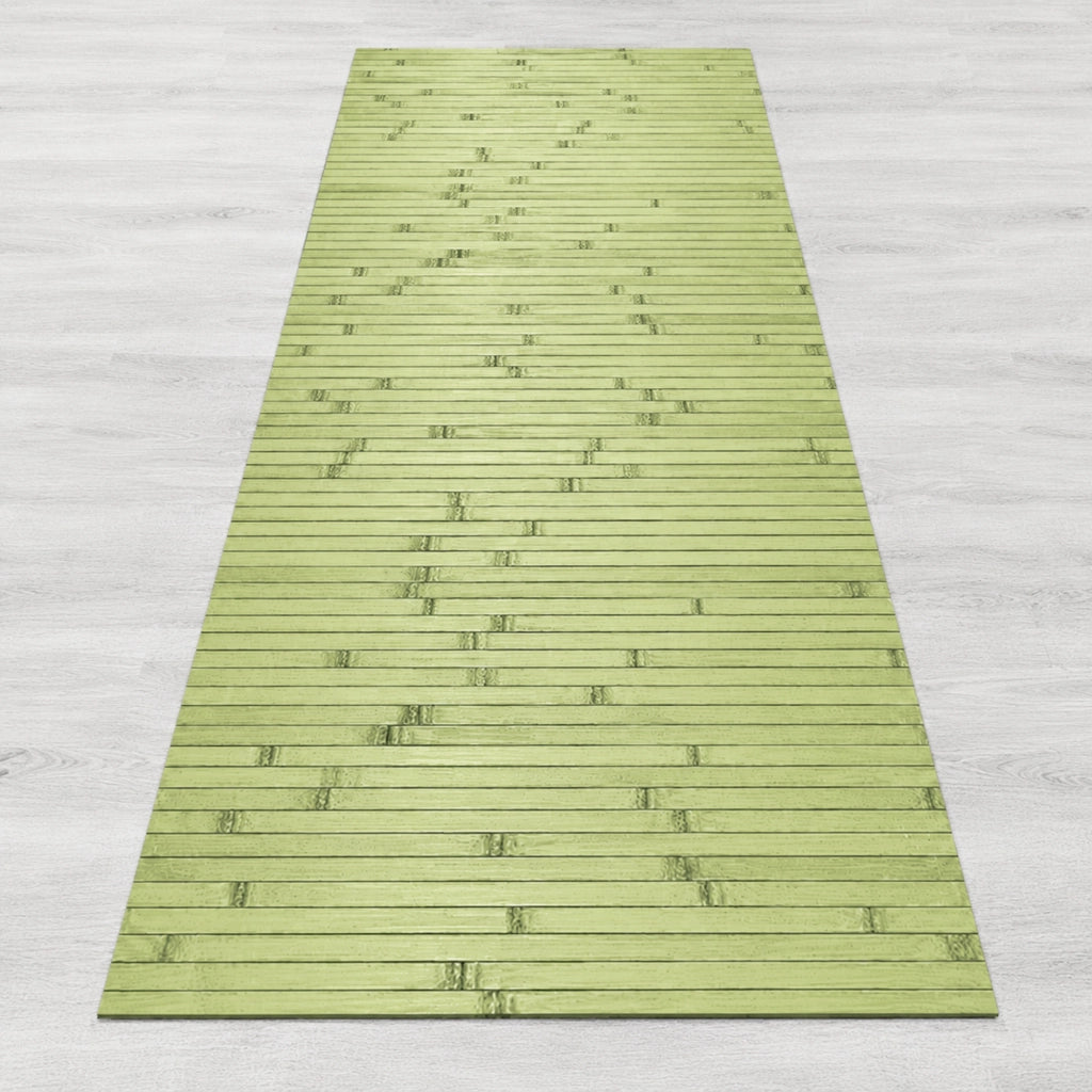 Tappeto Passatoia In Vero Bamboo Tappeto Cucina Ingresso In Legno Antiscivolo Aderente Lavabile E Antimacchia Tagliabile  Verde Lime - 50x300 cm
