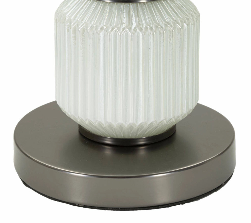 Lampada da tavolo Presolana, Luce da scrivania , Luminaria da ufficio, Lampada da lavoro, 33x33 h57 cm, Bianco e Grigio