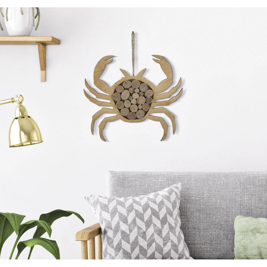 Decorazione in Metallo e Legno Granchio, Marrone, Legno, 35x2x31 cm