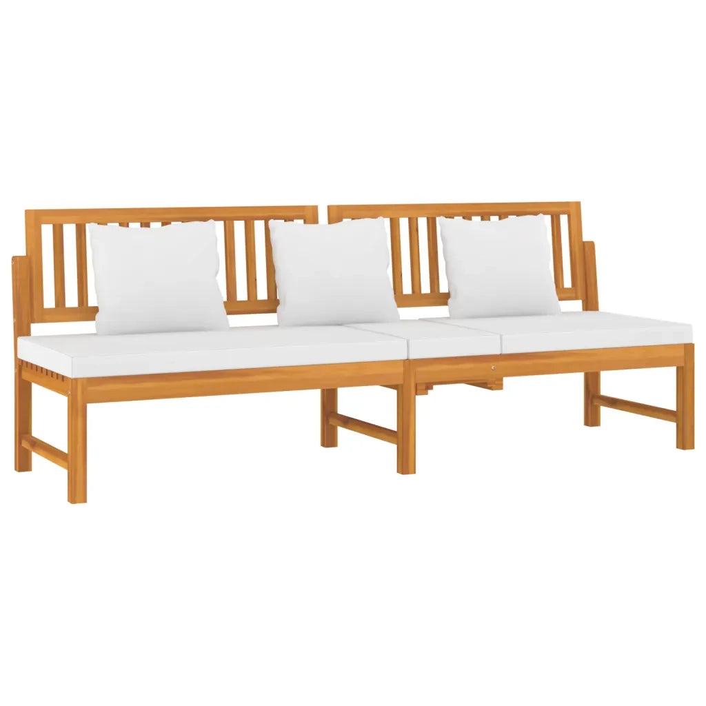 Dormeuse con Cuscino Crema 200x60x75cm Legno Massello di Acacia 312144