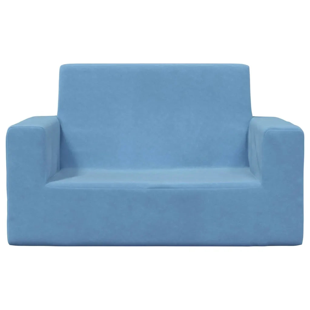 Divano per Bambini a 2 Posti Blu in Morbido Peluche 4104800