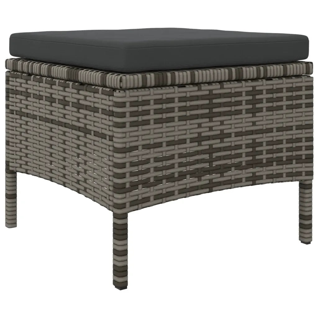 Divano da Giardino a 2 Posti Tavolino e Pouf Polyrattan Grigio 313593