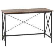 Scrivania da ufficio in legno scuro con piano in MDF Nero gambe in metallo 115 x 60 cm industriale