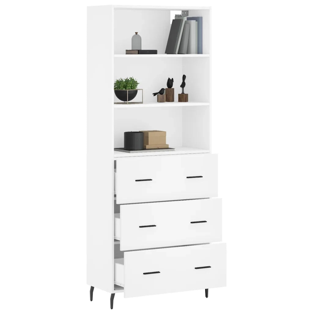 Credenza-Buffet-Armadio da cucina Bianca 69,5x34x180 cm in Legno Multistrato 327248