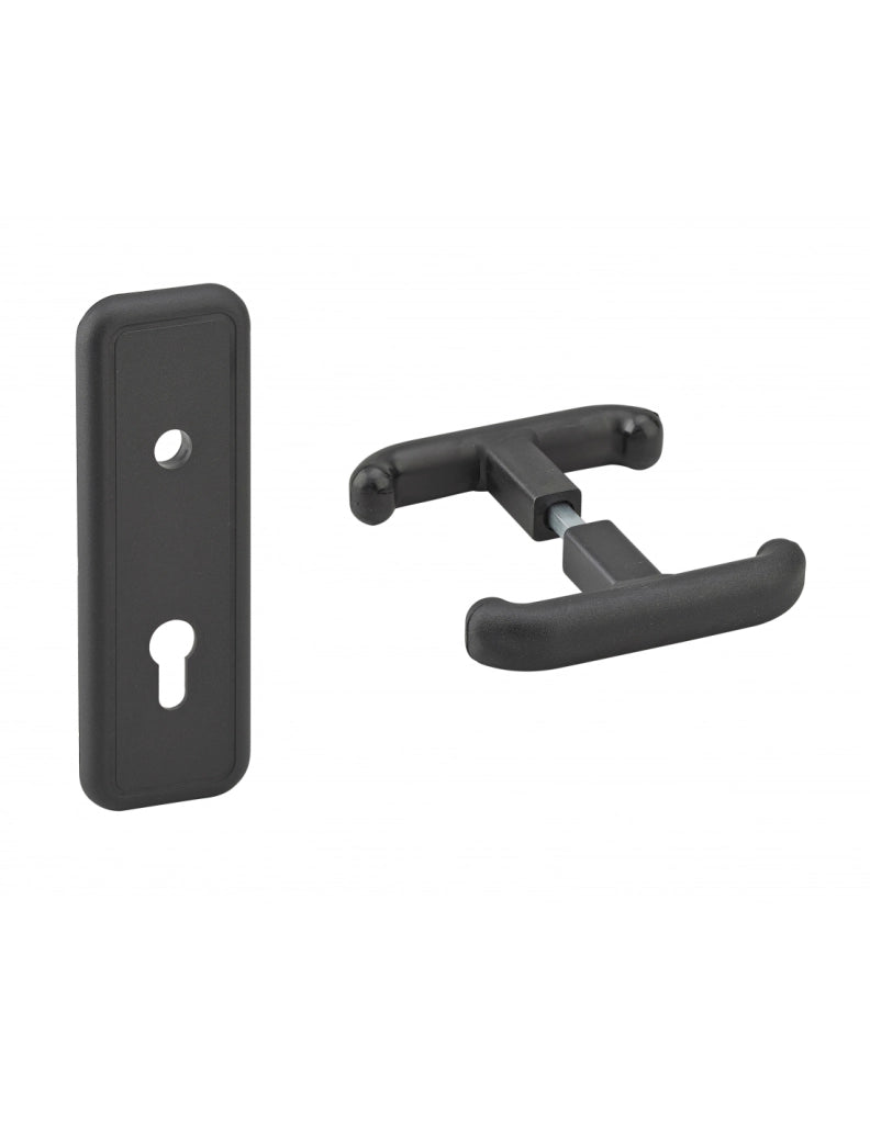 Set maniglia e piastra posteriore della porta basculante del garage T, 8 mm quadrato, nero – THIRARD
