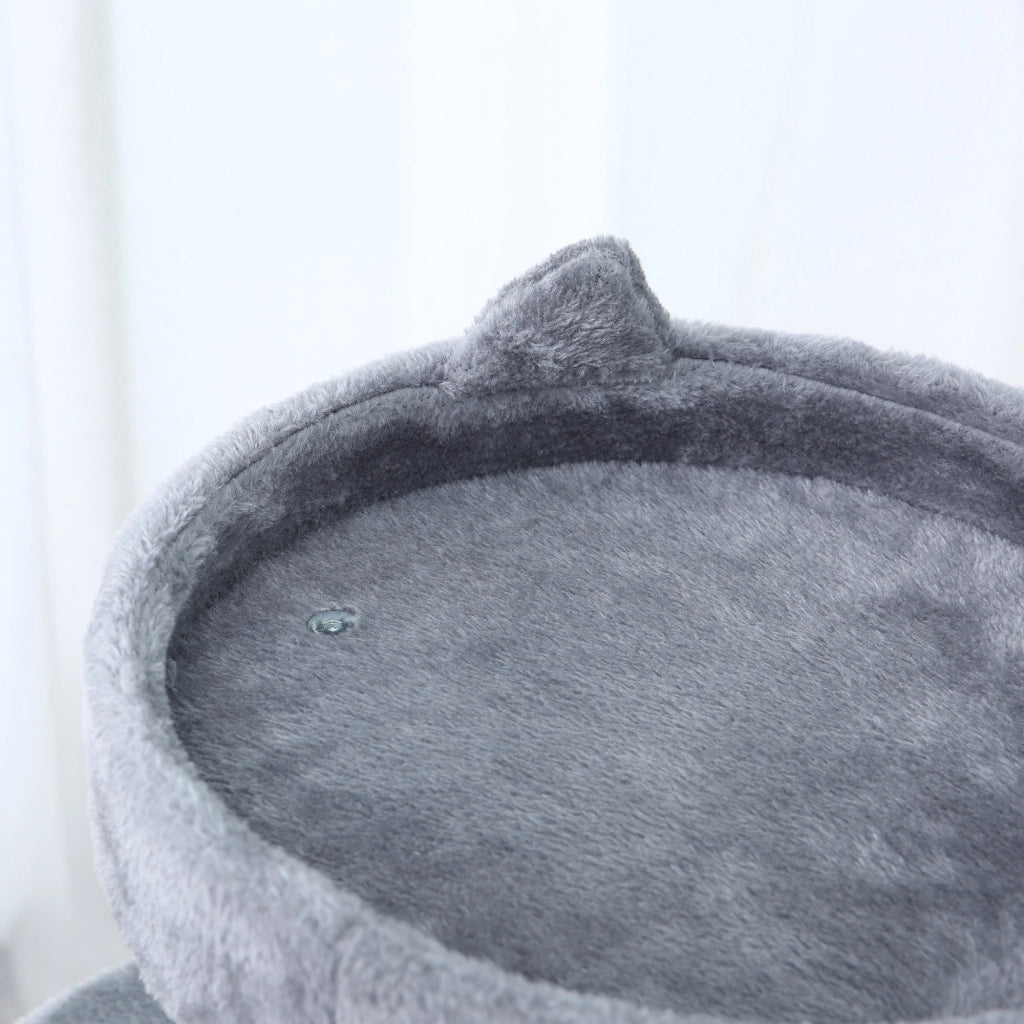 EasyComfort Albero Tiragraffi per Gatti a 3 Livelli con Trespoli, Casetta e Pallina Appesa, Albero per Gatti in Legno, Sisal e Peluche, 48x48x104 cm, Grigio