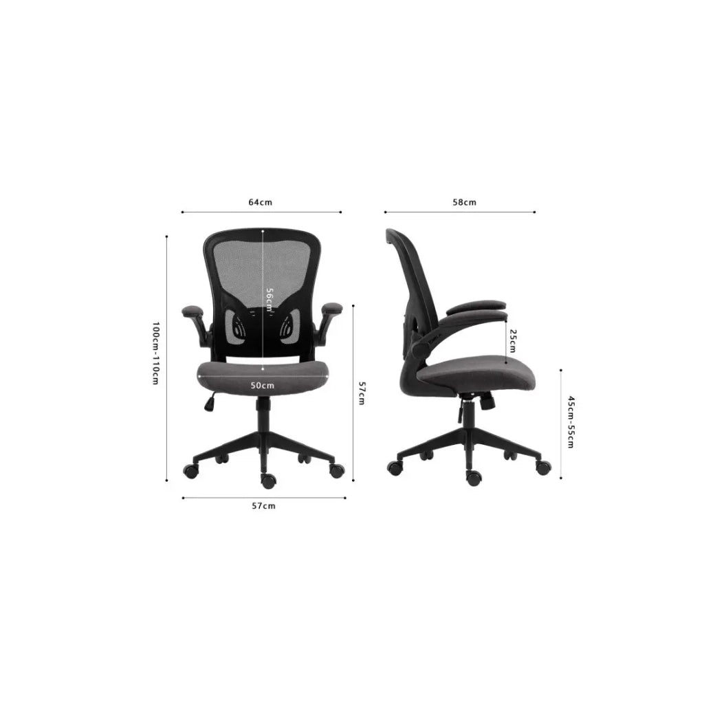 Sedia da ufficio IPOLIST - Tessuto a rete nero e grigio - Comfort e modernità per il tuo spazio lavorativo
