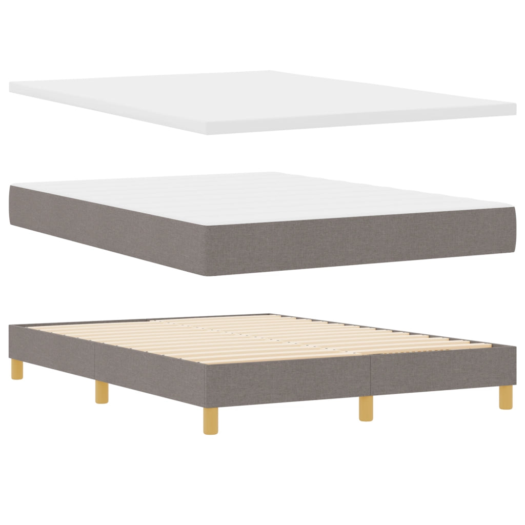 Letto Box Spring con Materasso e LED Tortora 140x200 cm Tessuto