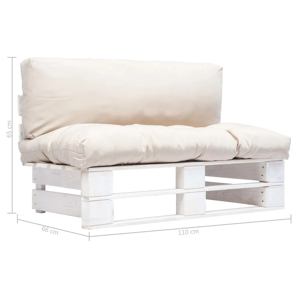 Divano da Giardino a Pallet e Cuscini Sabbia Legno di Pino cod mxl 69017