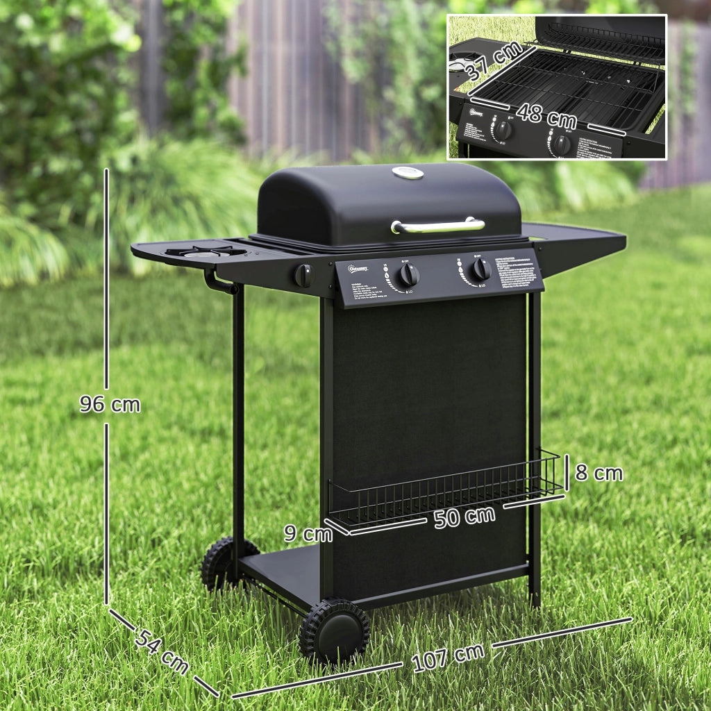 Barbecue a Gas ¨C zephmum ¨C 3 Bruciatori, Coperchio con Termometro, 108x54x97 cm, Nero