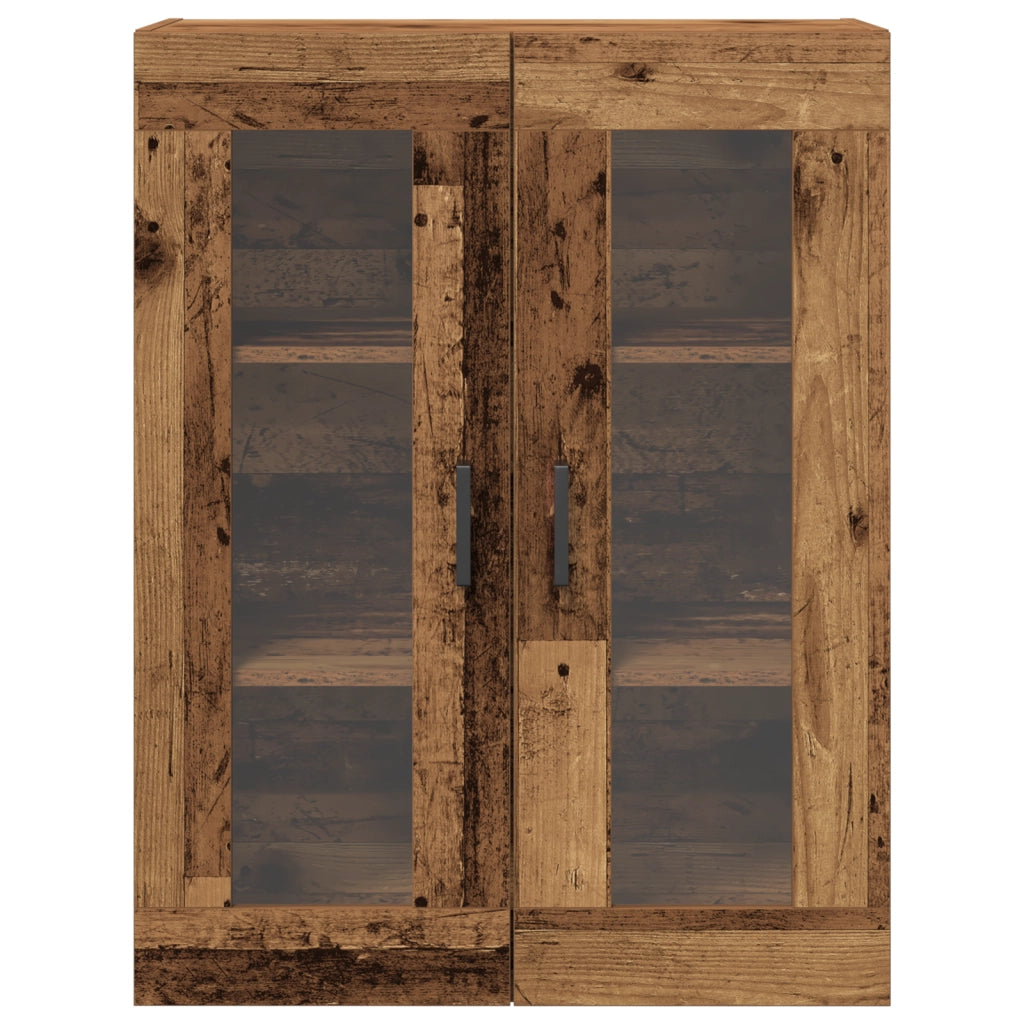 Mobile a Muro con Porte in Vetro - Legno Recuperato - 69.5x34x90 cm