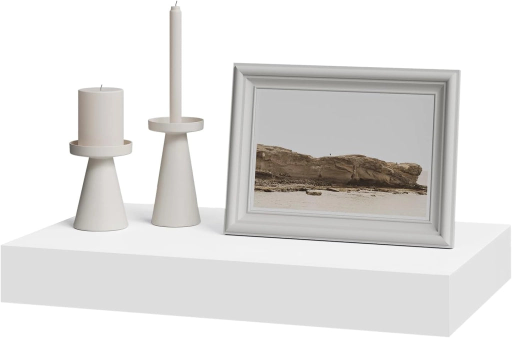 Mensola da Muro, Scaffale Parete Moderno, Mensola con Cassetto in MDF per Soggiorno, Camera da Letto, Cucina, 40x25x5cm Bianco, RG9344ws