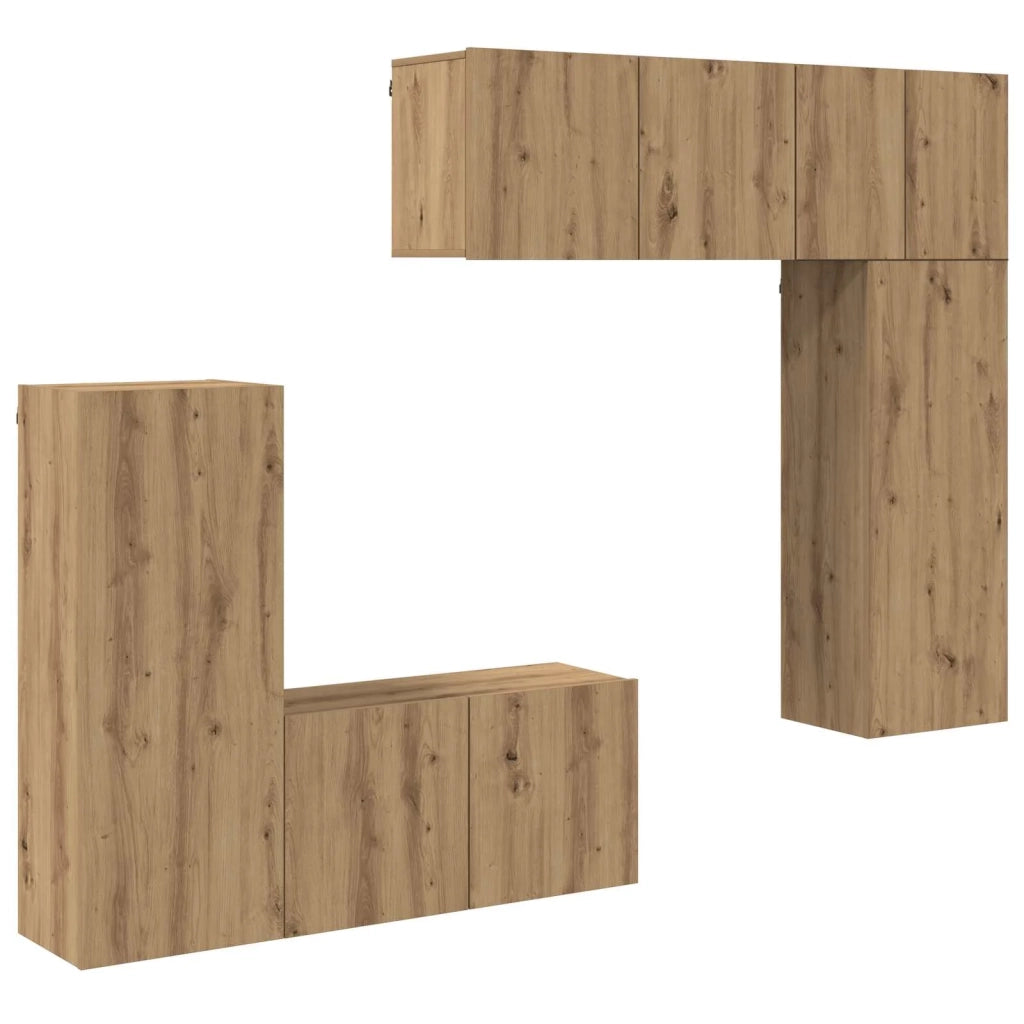 Unit¨¤ TV da Parete 5 pz | Armadietto TV | Mobile Porta TV Rovere artigianale Legno multistrato