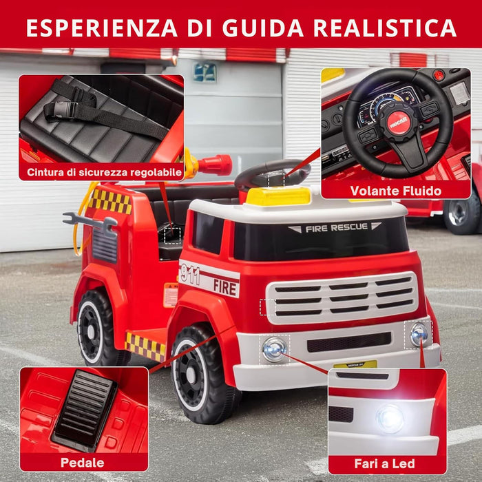 Macchina Elettrica per Bambini Camion dei Pompieri Telecomandato 12V 7,5Ah Rosso