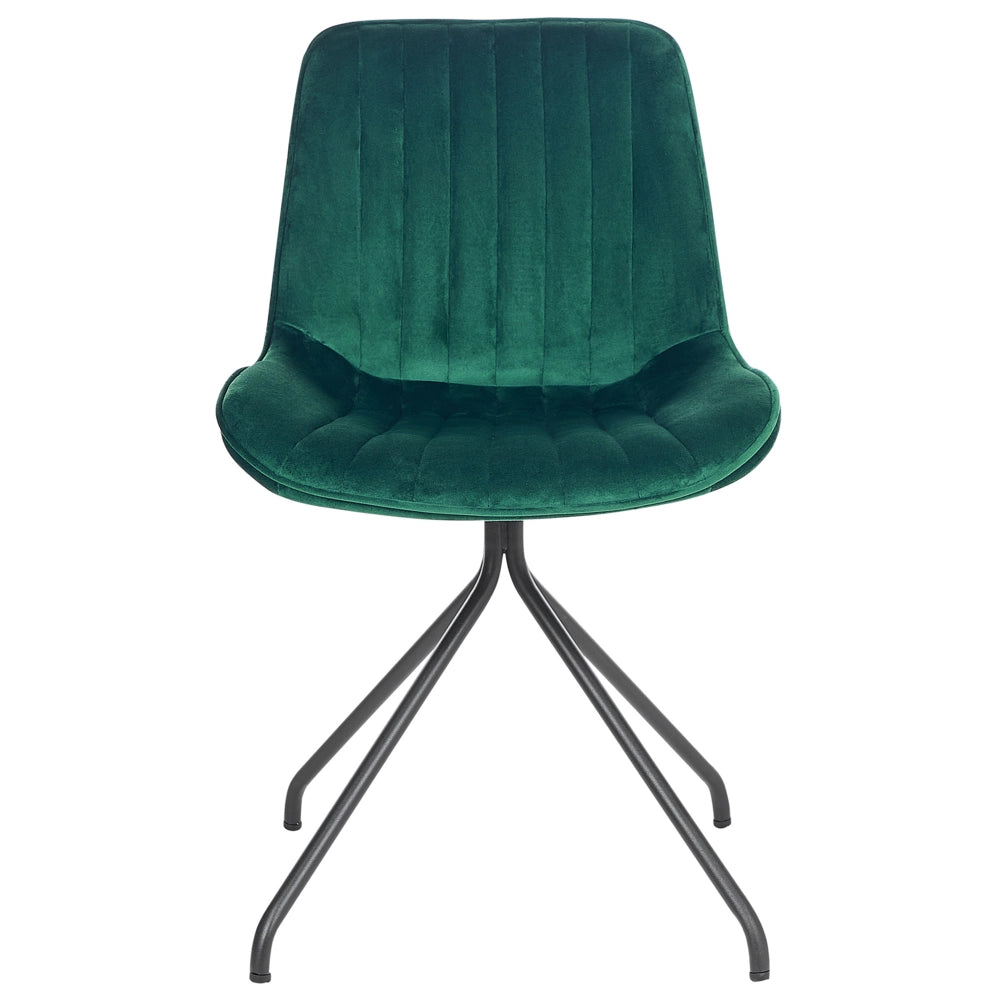 Set di 2 sedie da pranzo imbottite in velluto Verde Sedia da sala da pranzo per interni con gambe in acciaio Decor