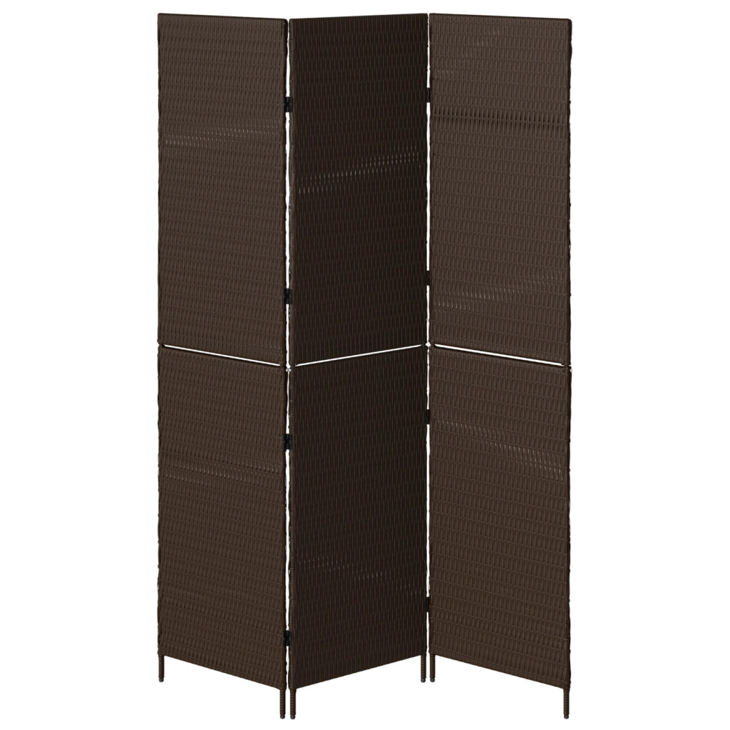 Divisore per stanze  3 pannelli pieghevoli marrone 146x180 cm in polirattan