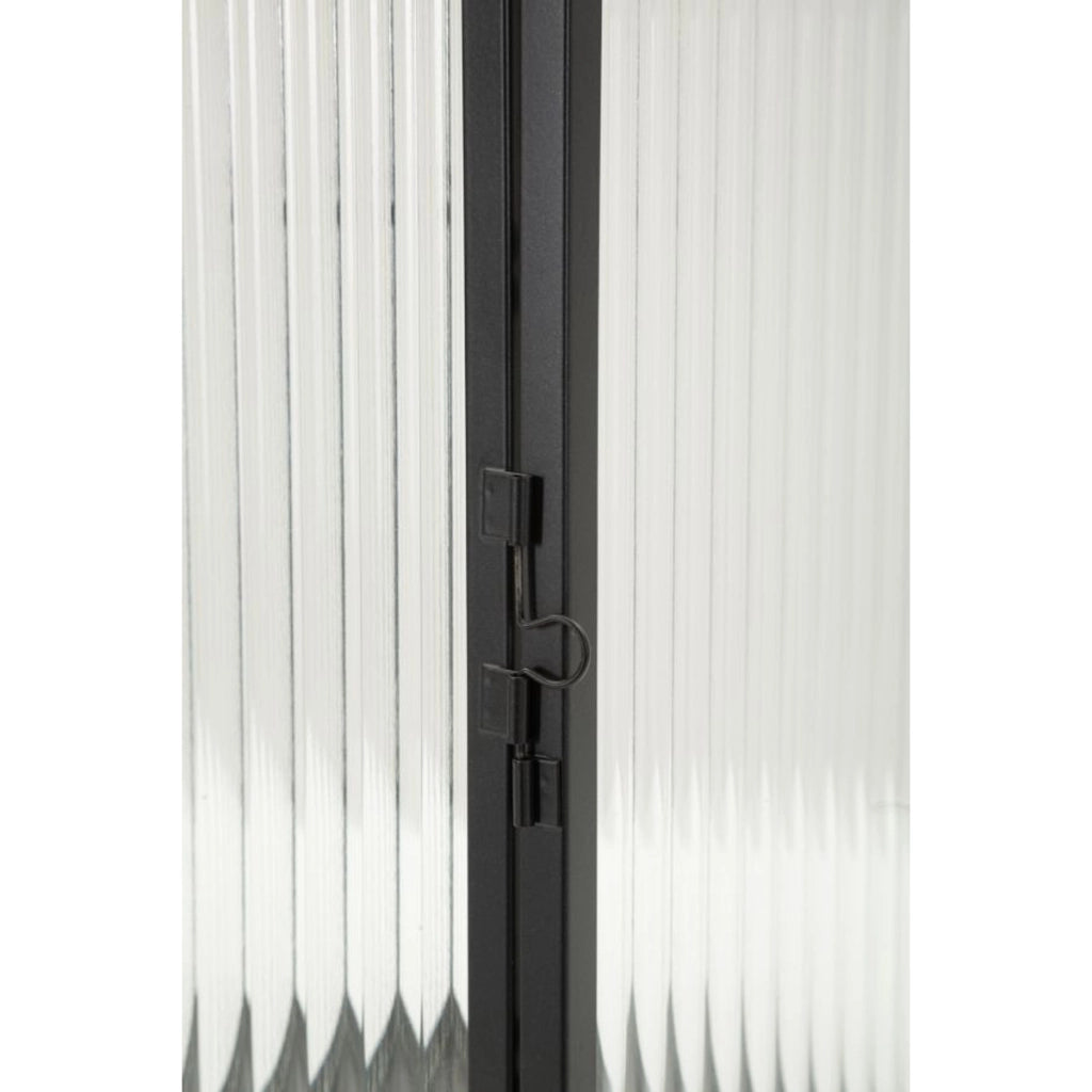 Lanterna Simply in metallo nero e vetro temperato zigrinato