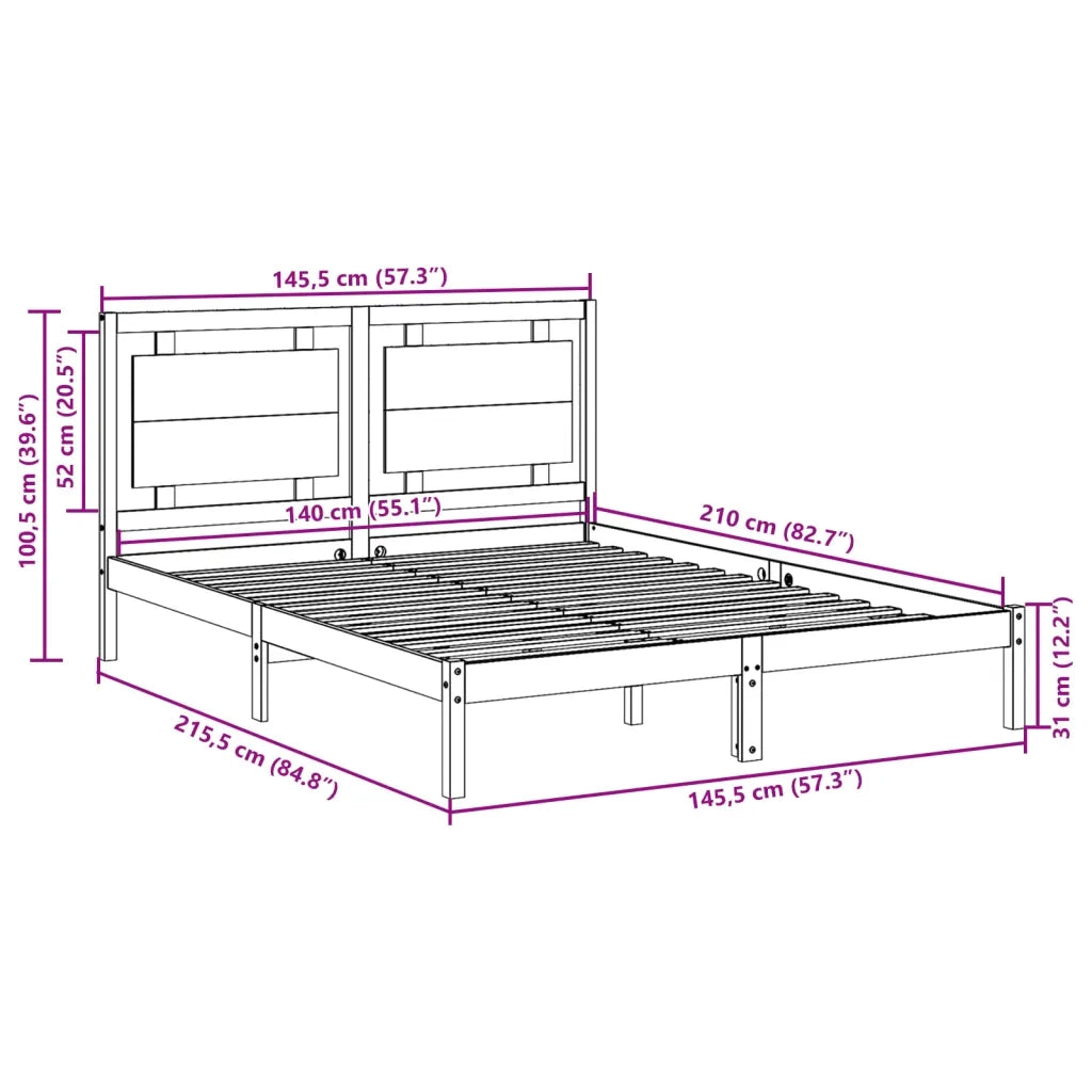 vidaXL Giroletto Extra Lungo senza Materasso Bianco 140x210cm Massello