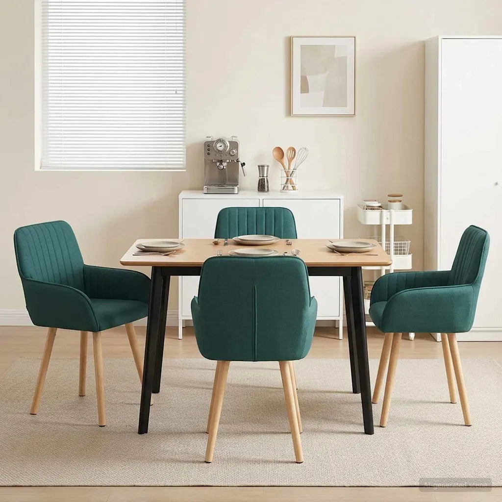 Sedie da pranzo 4 pz Tessuto Verde Scuro 56,5 x 50 x 87,5 cm 3428197