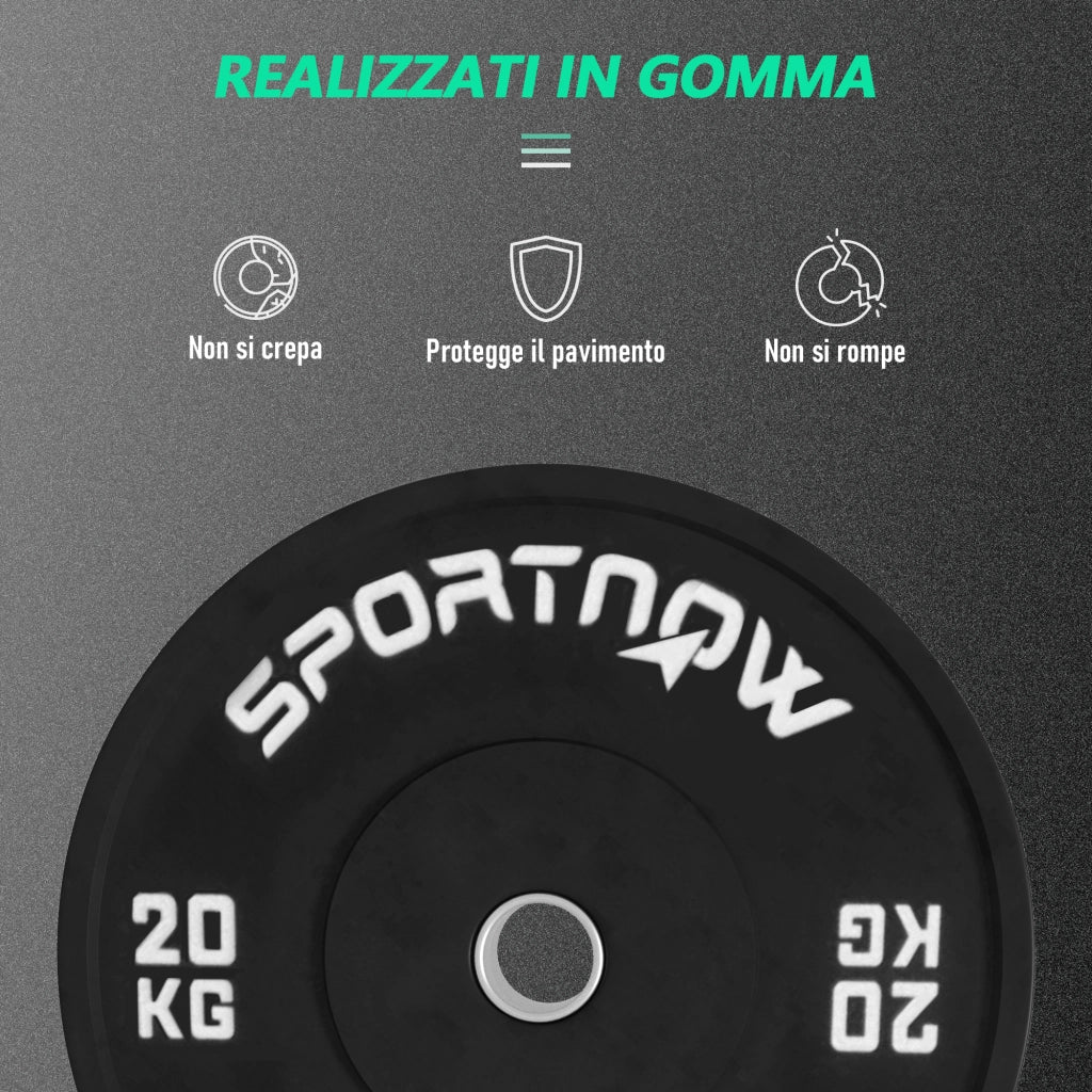 Set di 2 Dischi Palestra da 20kg per Bilanciere e Manubri con Attacco ?5cm, Nero