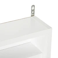 Vetrina Espositiva da Parete a 4 Ripiani Regolabili, Vetrinetta per Collezionismo, Bacheca Espositore a Muro per Oggetti da Collezione, in Vetro e Truciolato, 80x9.5x60 cm, Bianco