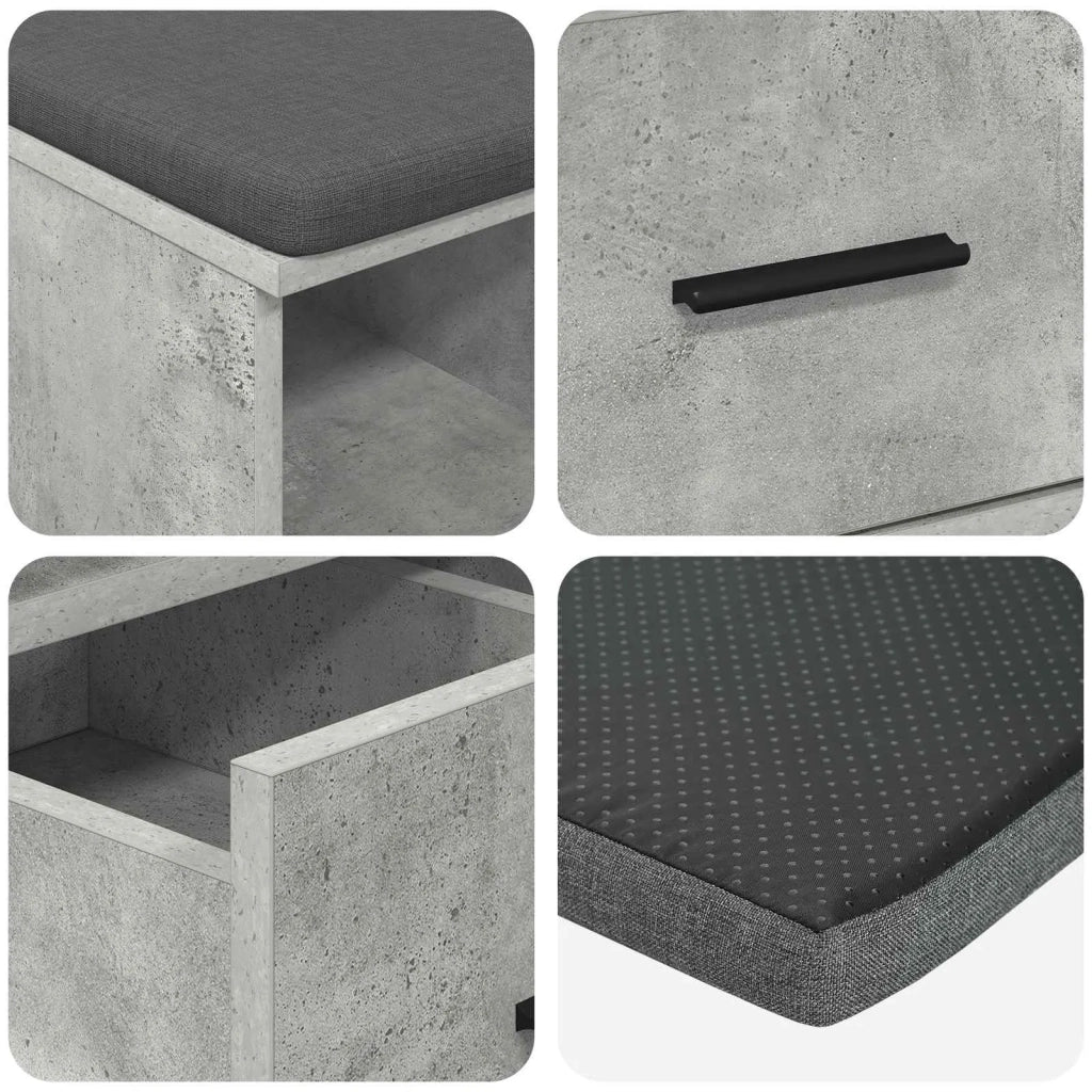 Panca per ingresso con cuscino Grigio Cemento 60 x 38 x 46 cm