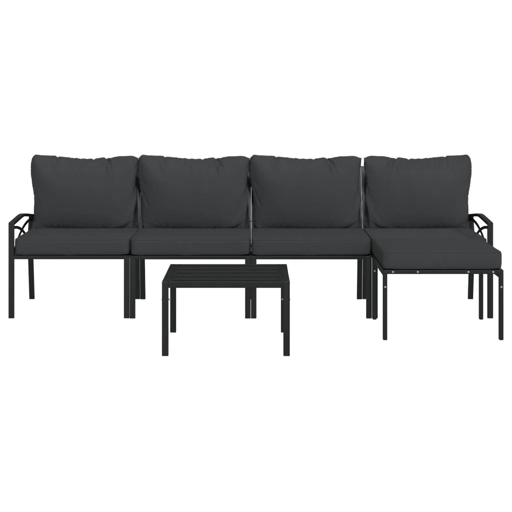 Set Salotto da Giardino 6pz con Cuscini Grigi in Acciaiocod mxl 124635