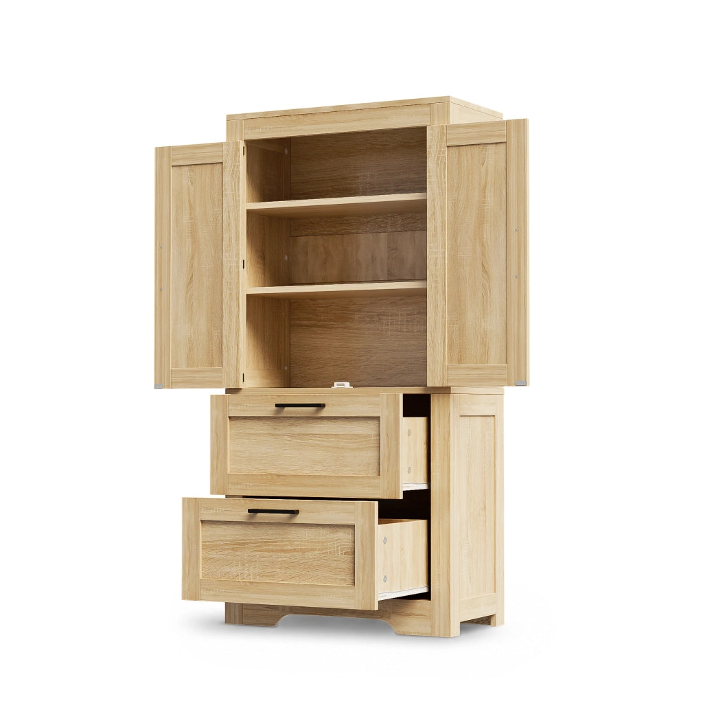 ARMADIO ALTO con 2 cassetti 60x30x128 cm MDF e PB Naturale