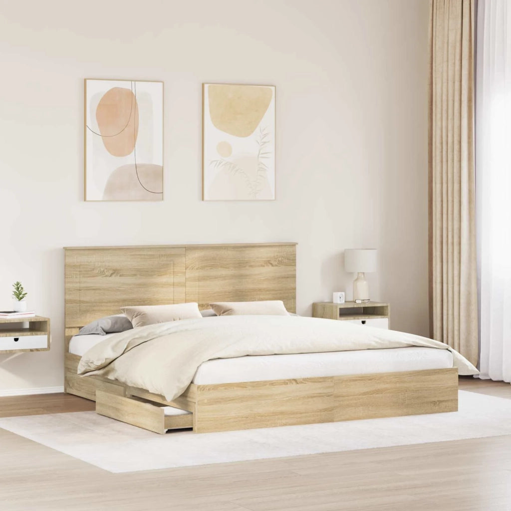 Letto con Contenitore con testiera Rovere Sonoma 180 x 200 cm 3409526