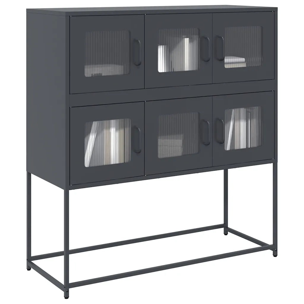 Credenza Antracite 100,5x39x107 cm in Acciaio Laminato a Freddo