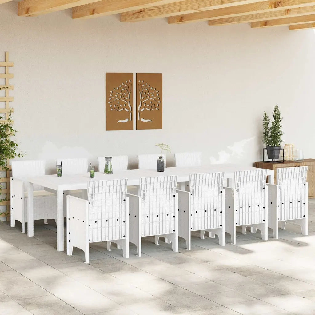 Set da Pranzo per Giardino con cuscino 11 pcs Bianco
