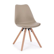 Set di 4 Sedie Design Nordico con Cuscino in Similpelle e Gambe in Faggio - FIO