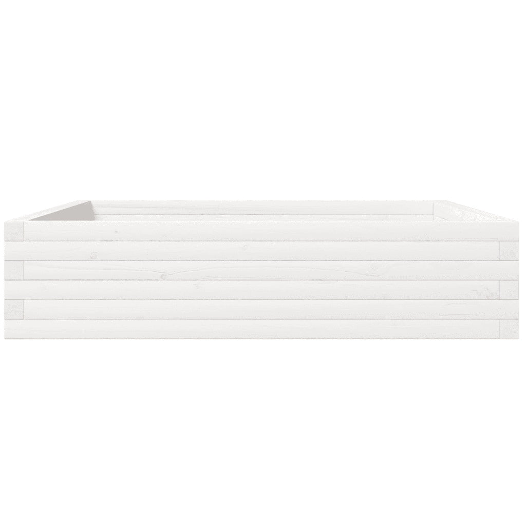 Fioriera da Giardino-Vaso da Esterno Bianca 100x100x23 cm Legno Massello Pino