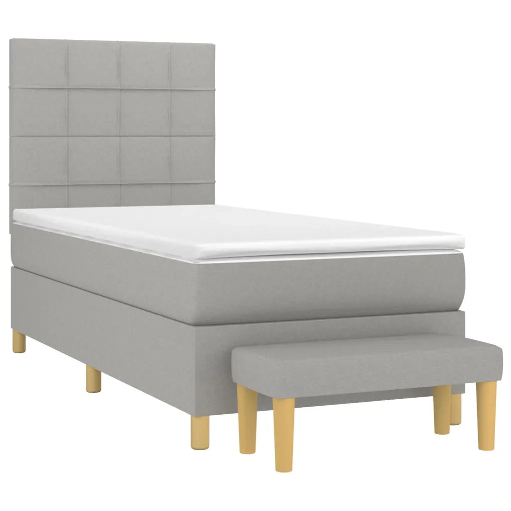 Giroletto a Molle con Materasso Grigio Chiaro 90x200 cm Tessuto 3137125