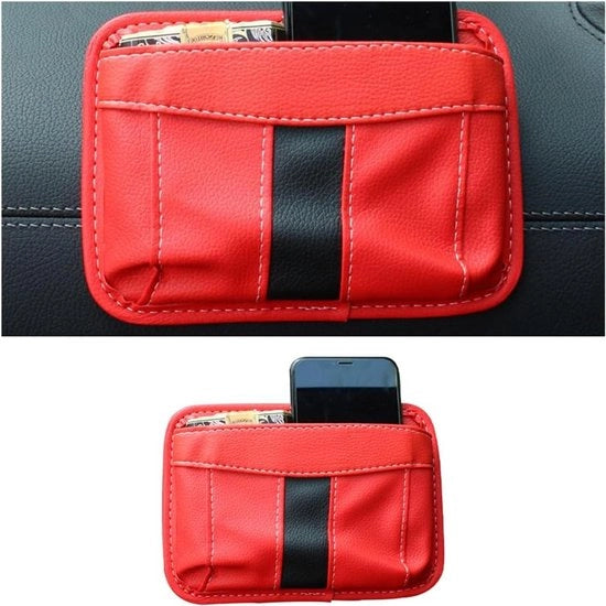 Cassetto di stoccaggio per sedile posteriore auto-organizzatore in pelle PU autoadesivo per sedili anteriori (rosso)