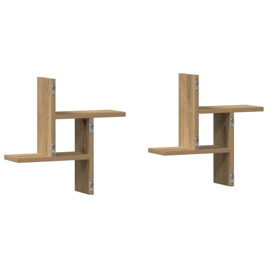 Mensole Parete 2pz Rovere Artigianale 38x12x38 cm in Truciolato 853253
