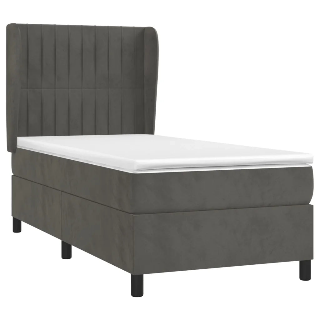 Giroletto a Molle con Materasso Grigio Scuro 100x200 cm Velluto 3129316