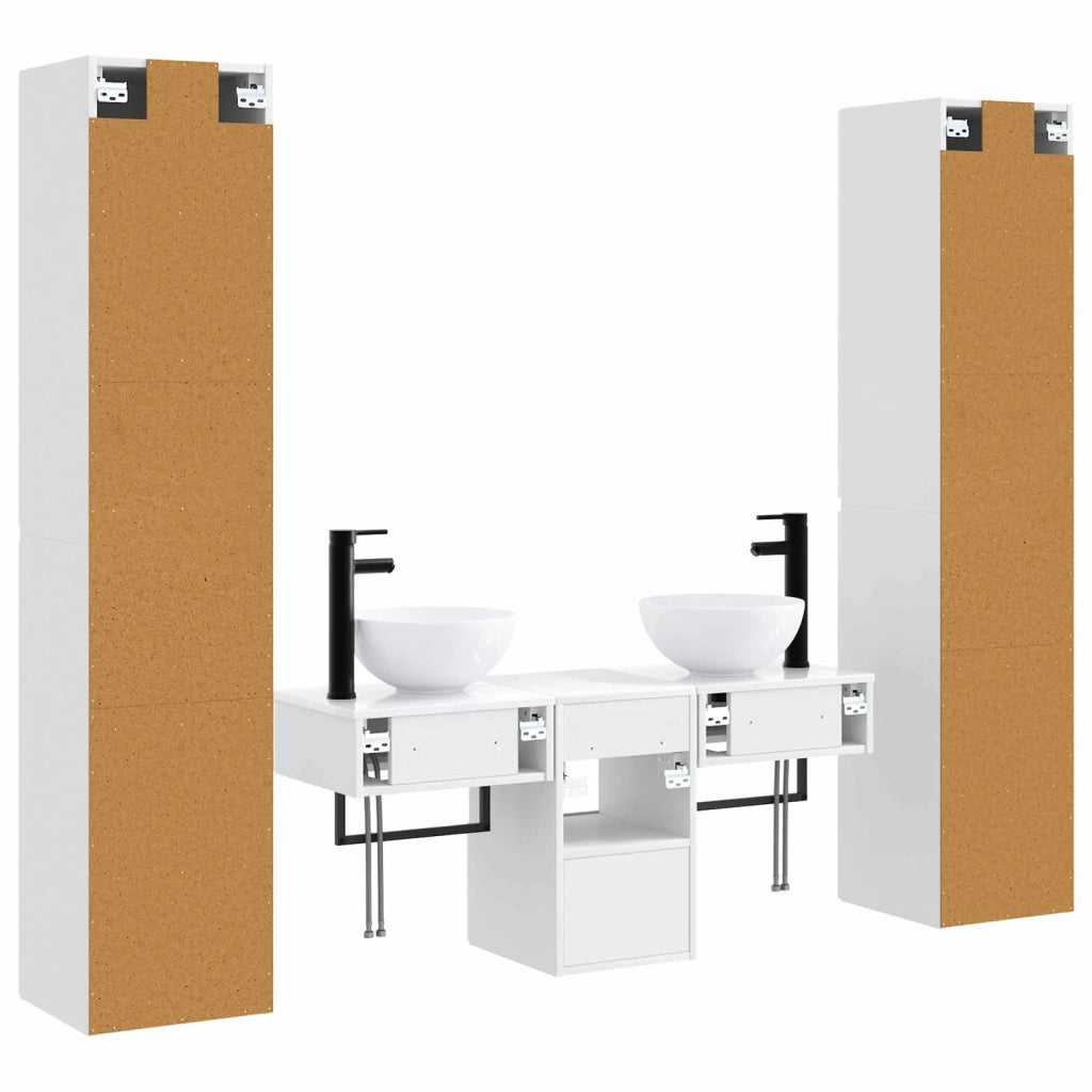 Set di mobili per il bagno 5 pz Bianco Lucido 3406007