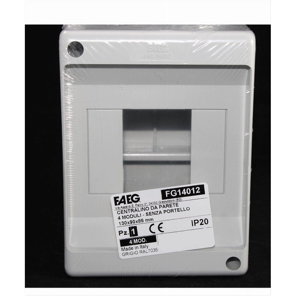 Trade Shop - Centralino Da Parete Esterno 4 Moduli Senza Portello Ip20 13x9x8.5cm Grigio Fg14012 -