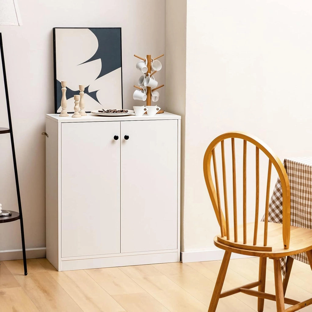 Credenza da Cucina con 2 Ante, Mobile Buffet Basso con Dispositivi Antiribaltamento, Armadio Dispensa per Soggiorno, Sala da Pranzo, Camera da Letto, Ingresso, 72 x 34 x 85,5 cm (Bianco)