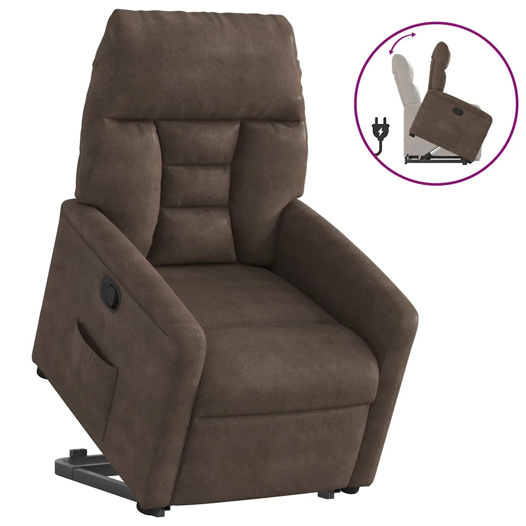 Poltrona Alzapersona Reclinabile Marrone in Tessuto Microfibra 3303086