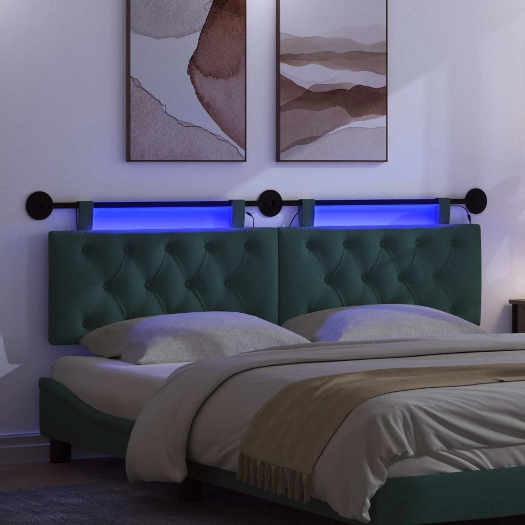 Testiera sospesa Con luce LED Verde Scuro Tessuto