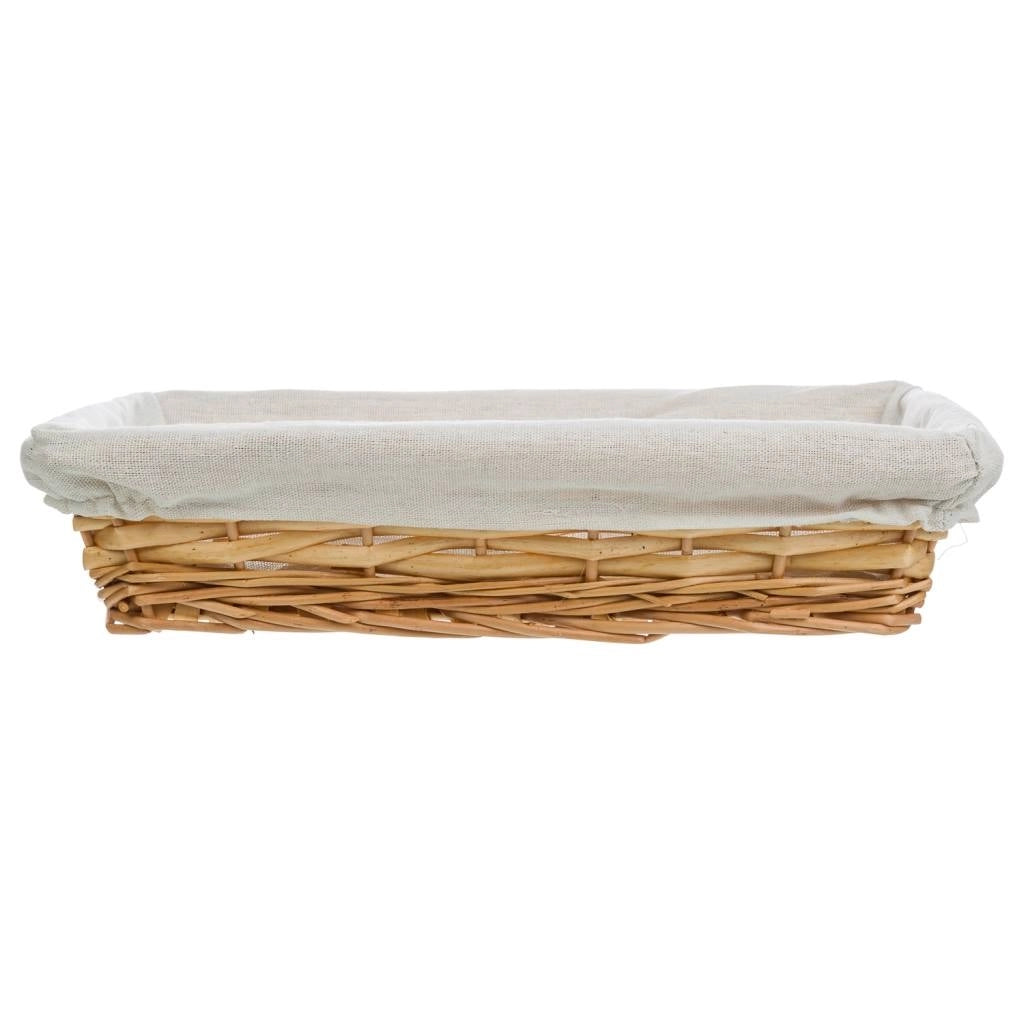 Vassoio in vimini con rivestimento bianco 36x24x8h