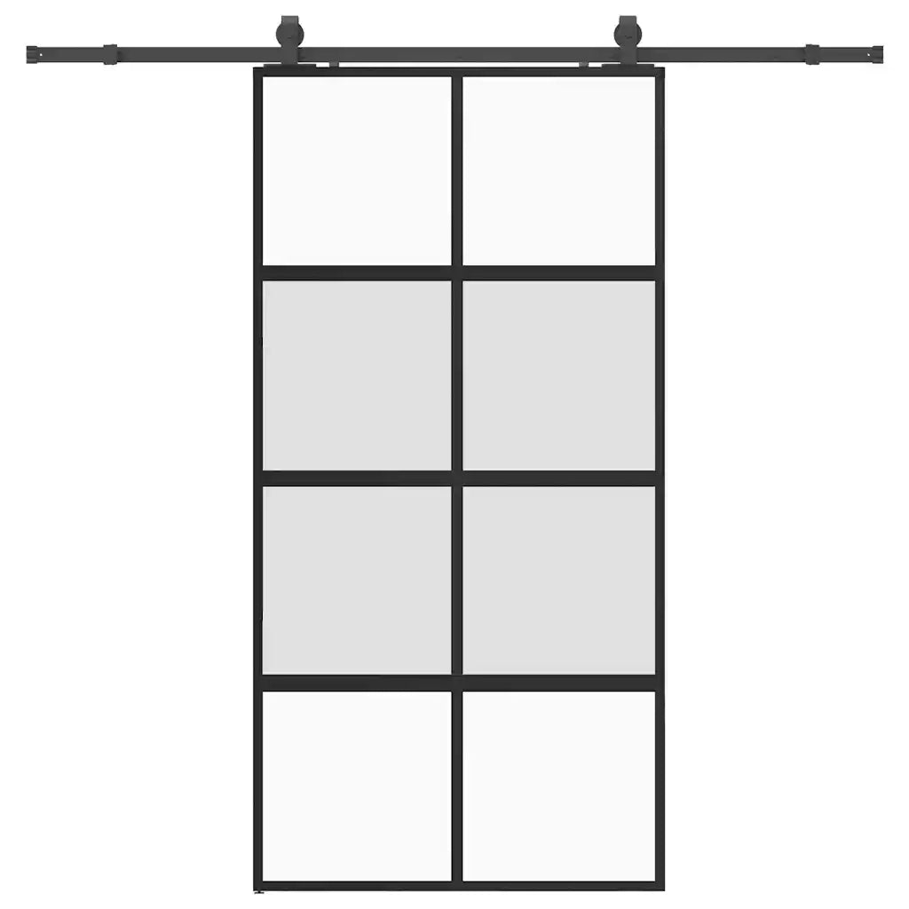 Porta Scorrevole Ferramenta Nera 102,5x205 cm Vetro Temperato