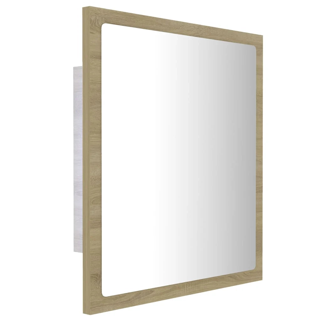 Specchio da bagno a LED 40 x 8,5 x 37 cm acrilico rovere 02_0006961
